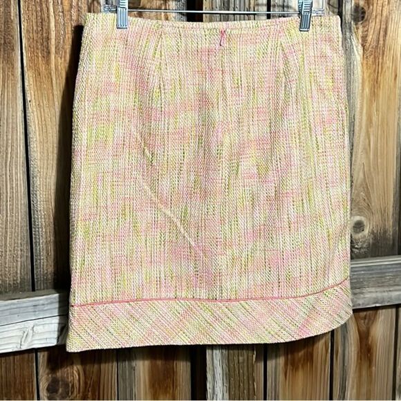 Sigrid Olsen skirt 100% cotton tweed pink green lined 8 NWOT FIRM on PRICE - Picture 4 of 6